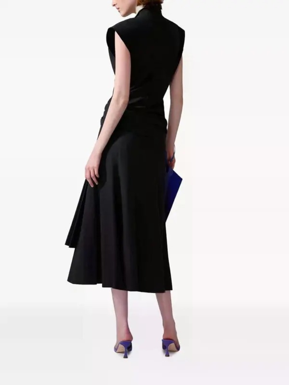 Carolina Herrera Black Wrap Style Midi Dress - Picture 5 of 11